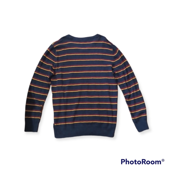American Eagle outfitters sweater, striped dark red, yellow, dark blue - Picture 2 of 2